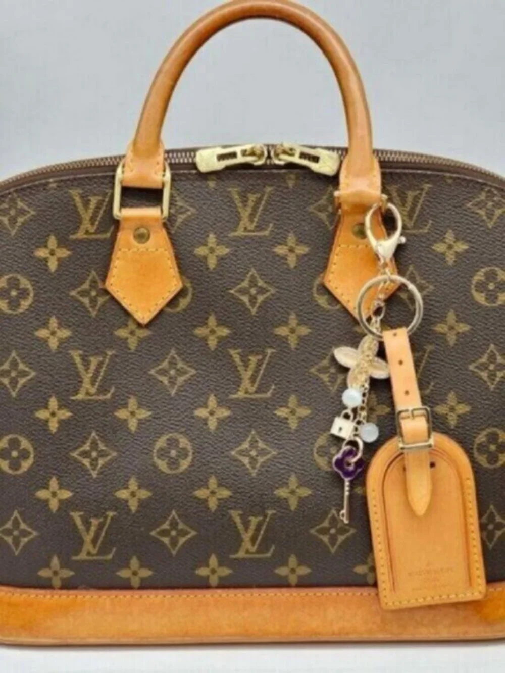 Authentic Louis Vuitton Luggage Tag with Unbranded Keycharm, Keychain